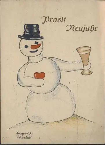 Neujahr Schneemann Kuenstler Charlott / Greetings /