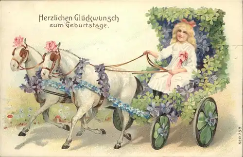 Kutschen Pferde Blumen Kind Maedchen Geburtstag / Landwirtschaft /