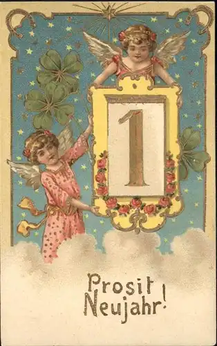 Neujahr Engel Kleeblaetter Kalender / Greetings /