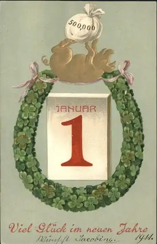Neujahr Schwein Hufeisen Kalender / Greetings /