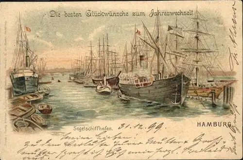 Segelschiffe Hafen Hamburg Neujahr / Schiffe /