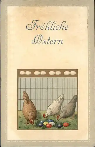 Ostern Easter Paques Gefluegel Huehner Ostereier / Greetings /