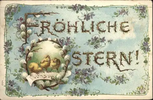 Ostern Easter Paques Kueken Musiknoten Blumen / Greetings /