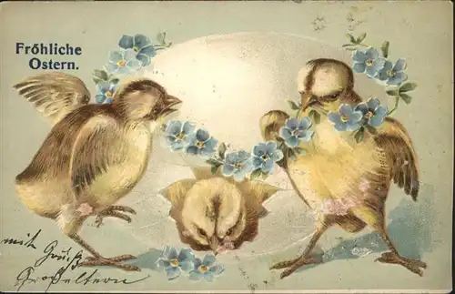 Ostern Easter Paques Kueken Blumen / Greetings /