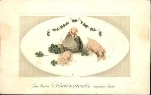 Neujahr Schweine Kleeblaetter / Greetings /