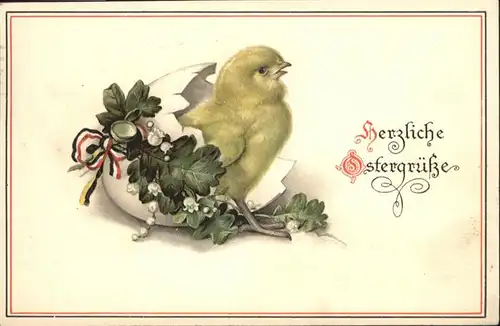 Schwarz Weiss Rot Ostern Kueken Osterei / Heraldik /