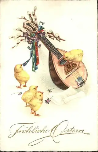Ostern Easter Paques Kueken Gitarre / Greetings /