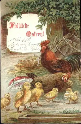 Ostern Easter Paques Kueken Gefluegel vermenschlicht / Greetings /