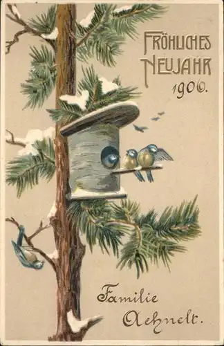 Neujahr Vogelhaus Voegel / Greetings /