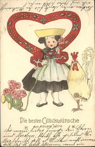 Neujahr Gefluegel Tracht Maedchen / Greetings /