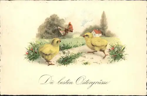 Ostern Easter Paques Kueken Schmetterling / Greetings /