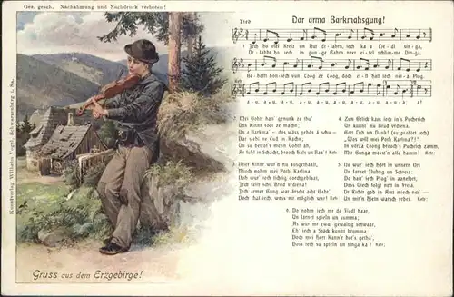 Liederkarte Barkmahsgung Junge Geige / Musik /