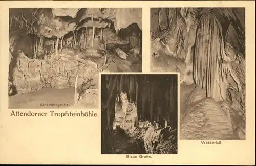 Hoehlen Caves Grottes Attendorn Tropfsteinhoehle Wasserfall Blaue Grotte / Berge /