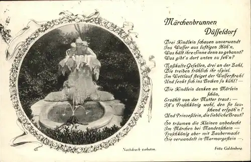 Maerchen Sagen Maerchenbrunnen Duesseldorf Gedicht Fritz Goldenberg / Maerchen und Sagen /