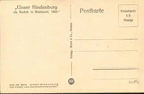 Hindenburg Kadett Wahlstatt 1860 / Persoenlichkeiten /