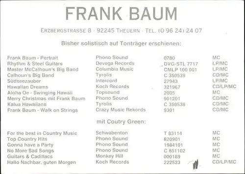 Musikanten Country Green Frank Baum Gitarre