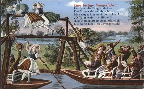 Liederkarte Saengerfahrt Trachten Boote Spreewald