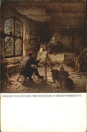 Kuenstlerkarte Adriaen van Ostade Der Kuenstler in seiner Werkstatt