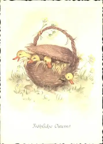 Ostern Easter Paques Kueken Korb / Greetings /