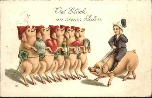 Schweine Neujahr Pilz Reiter