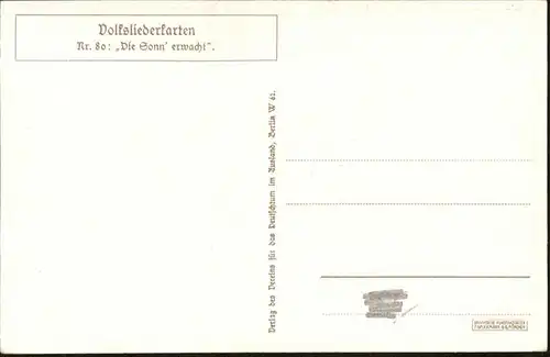 Liederkarte Nr. 80 Die Sonn erwacht Kuenstler A. Untersberger