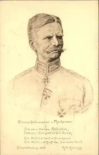 wq98302 Marschall Vinzenz Generalfeldmarschall Mackensen Kuenstler Rud. Kroenung Kategorie. Kuenstlerkarte Alte Ansichtskarten