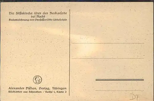 Ubbelohde Otto Stiftskirche Neckar Federzeichnung Kat. Kuenstlerkarte