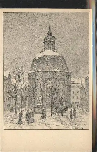 Ubbelohde Otto Kassel Franzoesische Kirche Federzeichnung Kat. Kuenstlerkarte