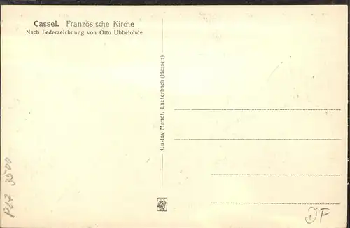 Ubbelohde Otto Kassel Franzoesische Kirche Federzeichnung Kat. Kuenstlerkarte