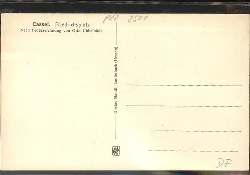 Ubbelohde Otto Kassel Friedrichsplatz Federzeichnung Kat. Kuenstlerkarte