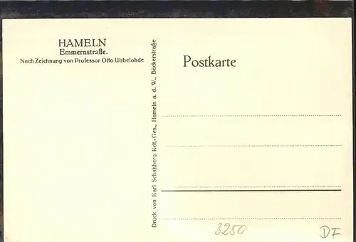 Ubbelohde Otto Hameln Emmernstrasse  Kat. Kuenstlerkarte