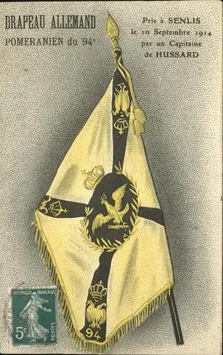 Fahnen Drapeau Allemand Hussard Pomeranien du 94e Kat. Heraldik