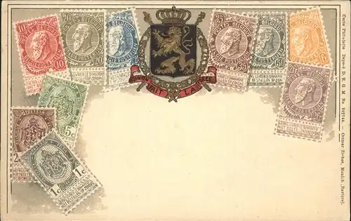 Briefmarke auf Ak Belgien Wappen  Kat. Besonderheiten