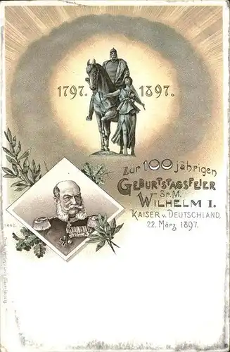 Wilhelm I Geburtstagsfeier Kat. Persoenlichkeiten