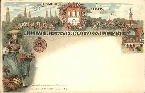 Ausstellung Gartenbau Hamburg 1897 Tracht Dessin Nr. 1 / Expositions /