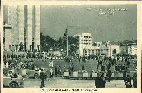 Exposition Internationale Paris 1937 Vue Generale Place de Varsovie Kat. Expositions