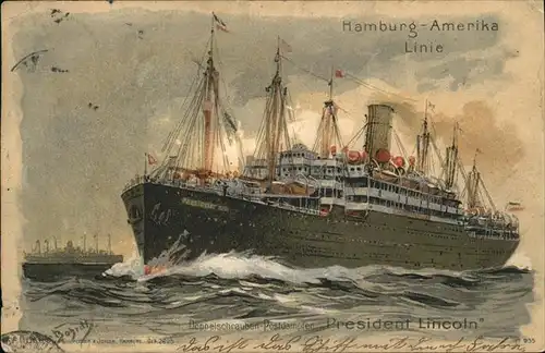 Dampfer Oceanliner President Lincoln Hamburg Amerika Linie Kat. Schiffe
