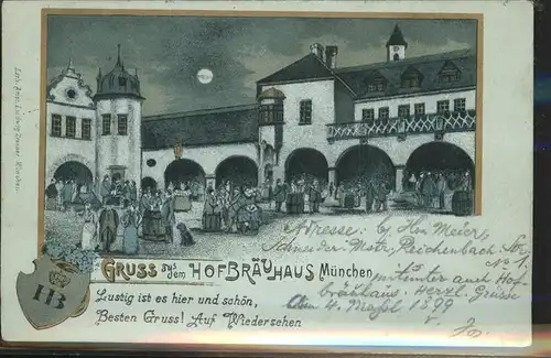 Hofbraeuhaus Muenchen Bier Wappen Litho  Kat. Lebensmittel