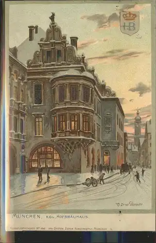 Diemer Zeno Litho Muenchen Hofbraeuhaus Nr. 1040 Kat. Kuenstlerkarte