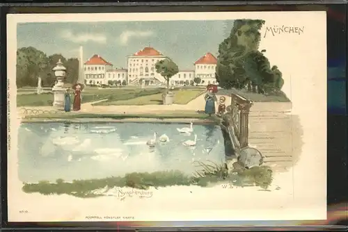 wx63421 Kuenstlerkarte Aquarell Nymphenburg Muenchen No. 10 Kategorie. Kuenstlerkarte Alte Ansichtskarten