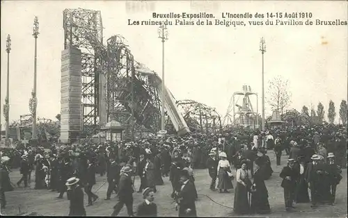 Exposition Bruxelles 1910 Incendie Ruine Palais de la Belgique  / Expositions /