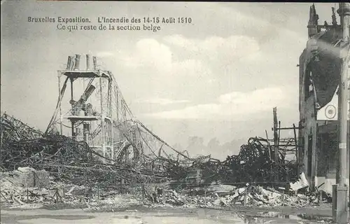 Exposition Bruxelles 1910 Incendie Section Belge  / Expositions /