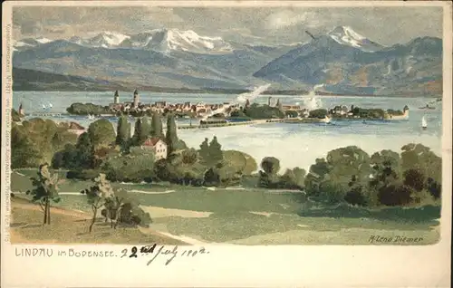 Diemer Zeno Litho Lindau im Bodensee Nr. 1871 Kat. Kuenstlerkarte