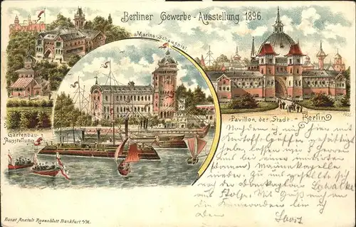 Ausstellung Gewerbe Berlin 1896 Marine-Schauspiel Pavillon der Stadt / Expositions /