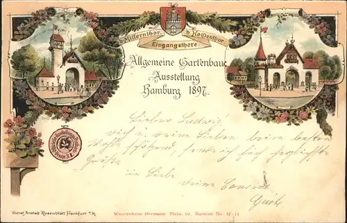 Ausstellung Gartenbau Hamburg 1897 Millerntor Holstentor / Expositions /