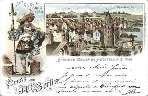 Ausstellung Gewerbe Berlin 1896 Alt Berlin Anno 1450 Spandauer Tor / Expositions /