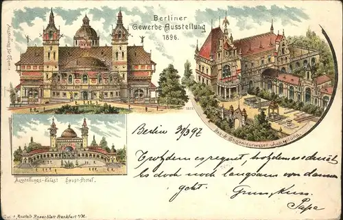 Ausstellung Gewerbe Berlin 1896 Bau- und Ingenieurwesen Chemie Haupt-Portal / Expositions /