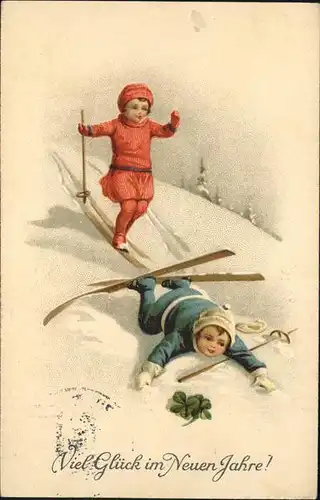 Neujahr Skifahren Kinder