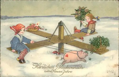 Neujahr Kinder Schwein