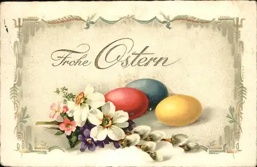 Ostern Easter Paques Blumen Osterei / Greetings /